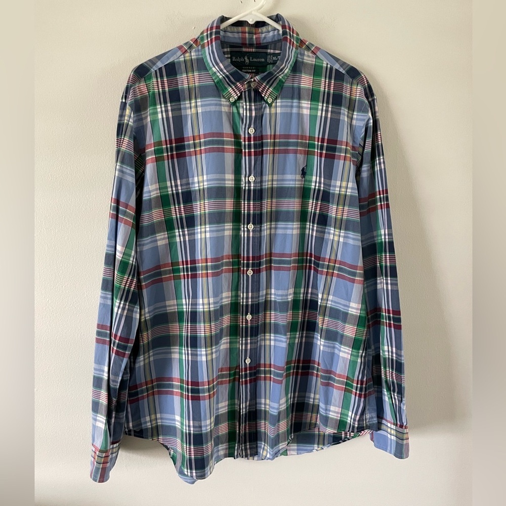 RALPH LAUREN Plaid Button Down Shirt Easter Preppy Pastels Size XL